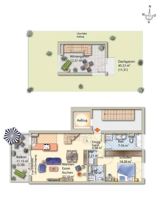 Penthouse-wohnung - Balkon - Dachterrasse - Zentrum